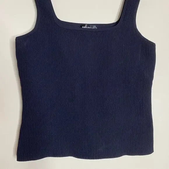 BAILEY/44 Black Ribbed Knit Square Neck Tank Top Size Large - Picture 3 of 7
